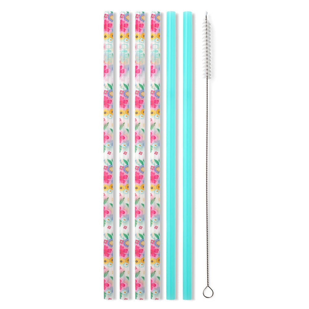 Island Bloom + Mint Reusable Straw Set