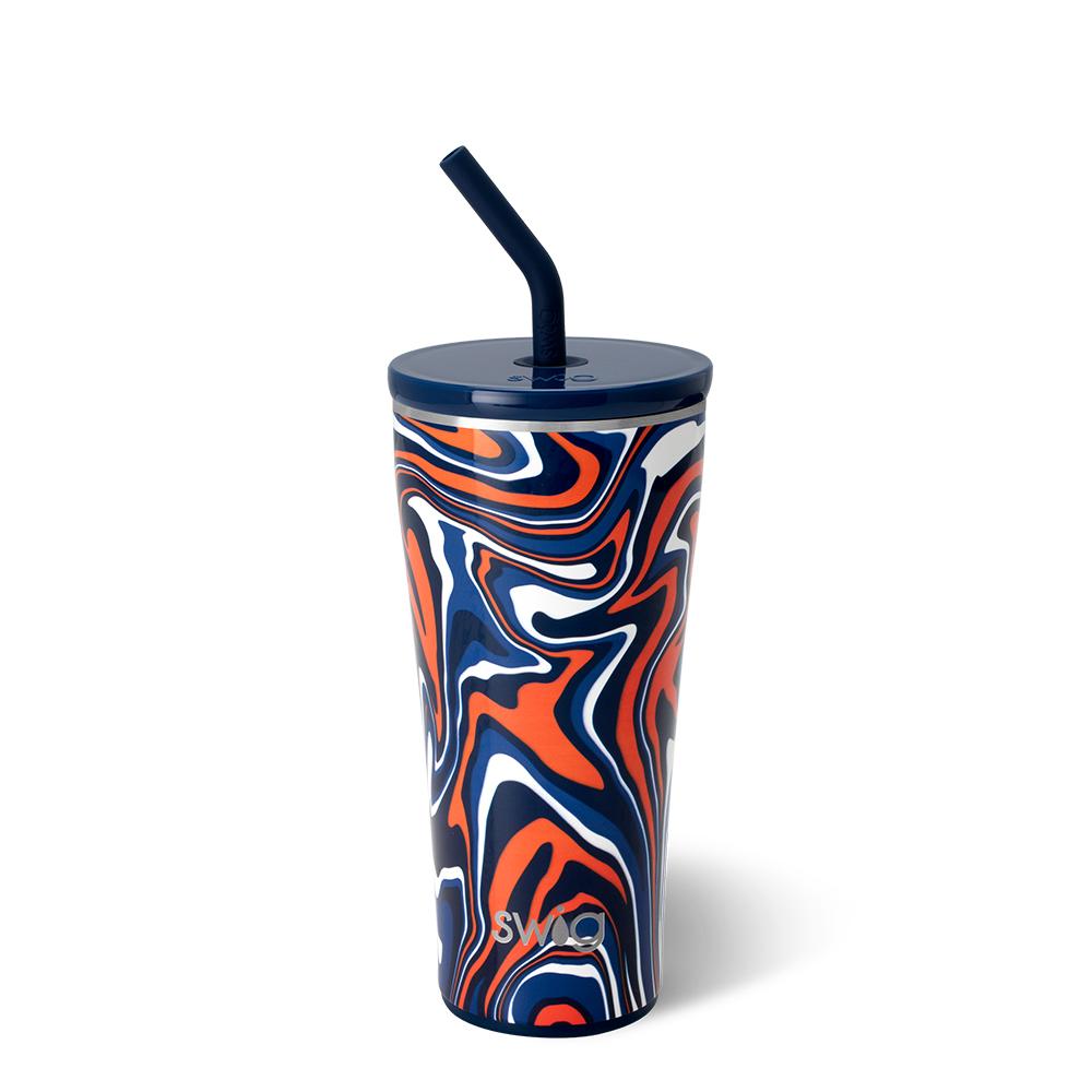 Fanzone Navy + Orange Straw Tumbler (32oz)