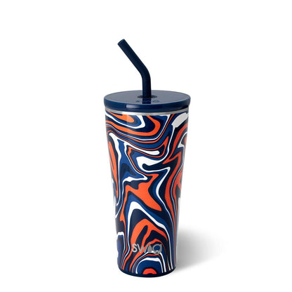 Fanzone Navy + Orange Straw Tumbler (32oz)