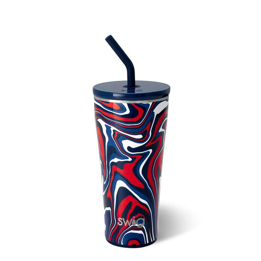 Fanzone Navy + Red Straw Tumbler (32oz)