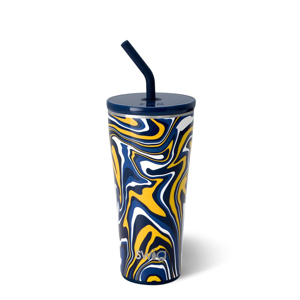 Fanzone Navy + Yellow Straw Tumbler (32oz)