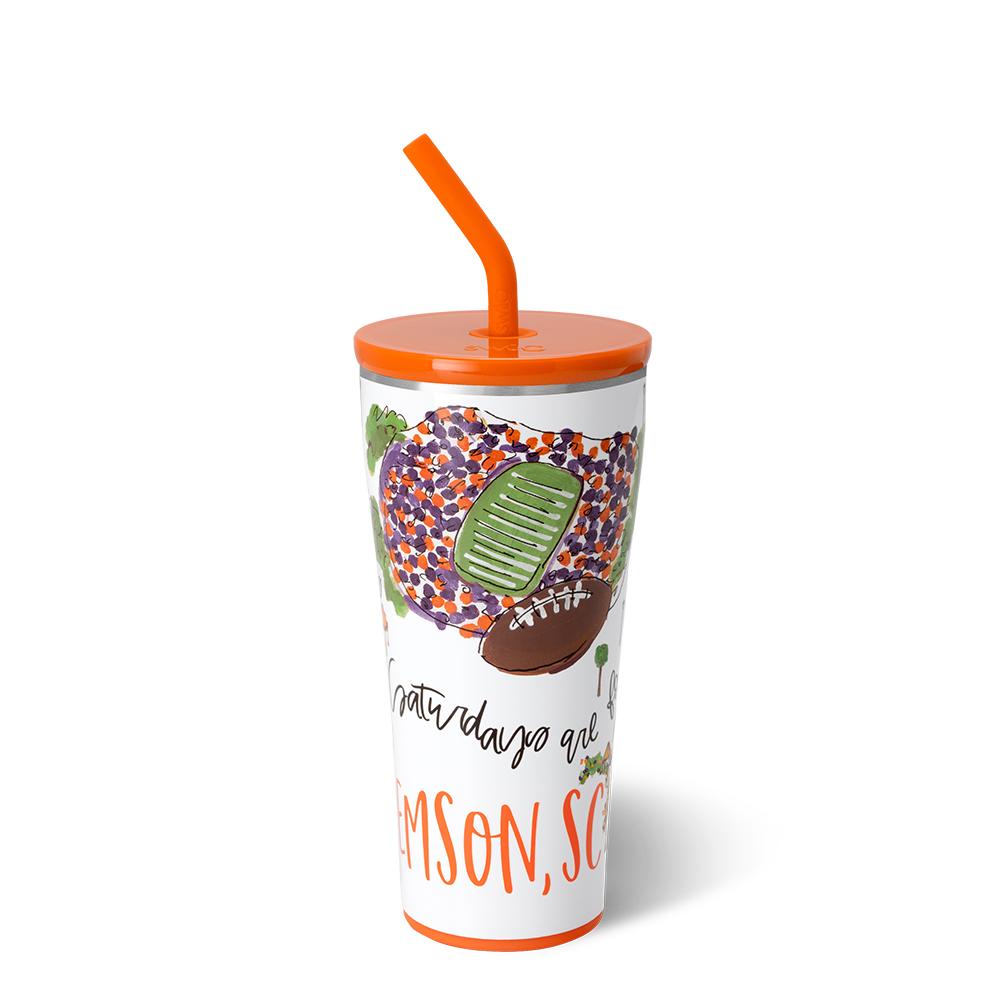 Vaso con pajita (32 oz) de los sábados en Clemson