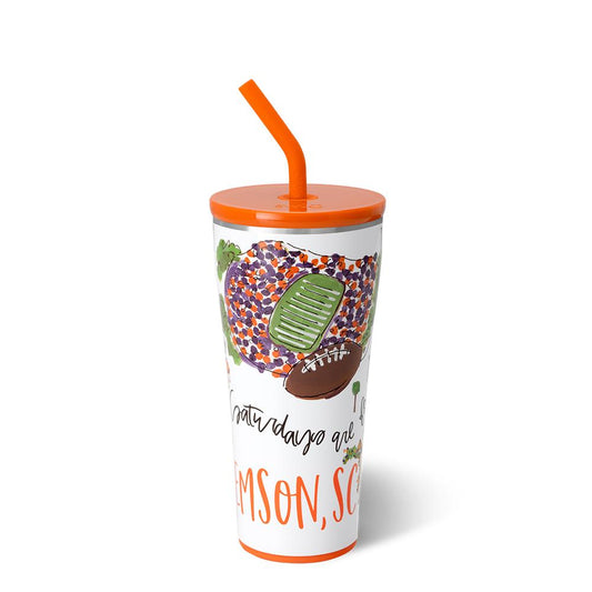 Vaso con pajita (32 oz) de los sábados en Clemson