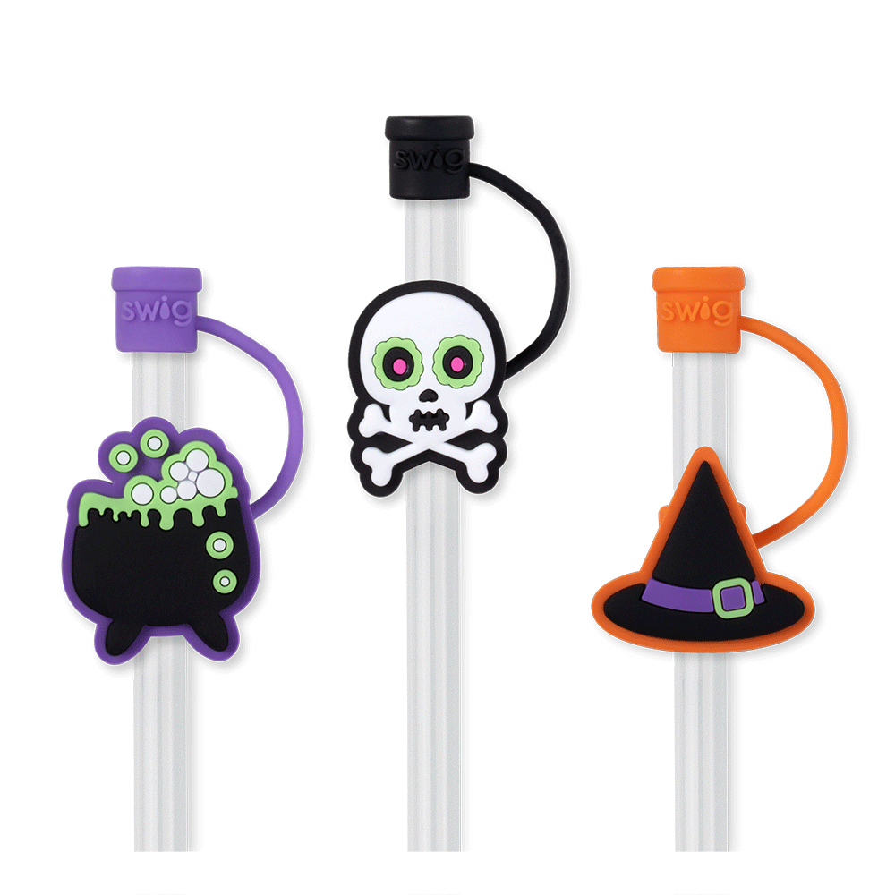 Juego de adornos de pajitas con forma de bruja para Halloween
