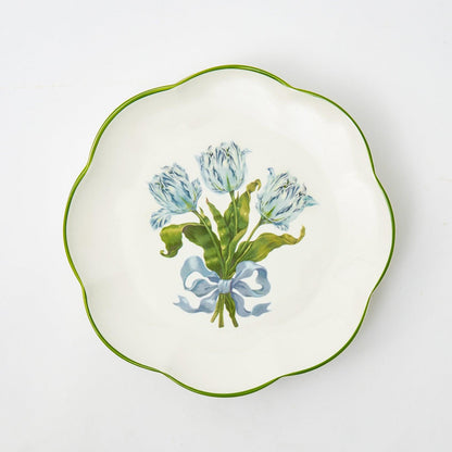 Blue Tulip Dinner & Starter Plates (Set of 8)