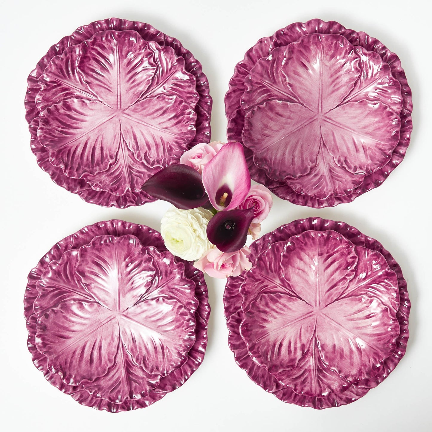 Serena Aubergine Cabbage Dinner & Starter Plates (Set of 8)