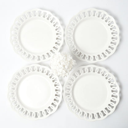 White Lace Dinner Plates (Set of 4)
