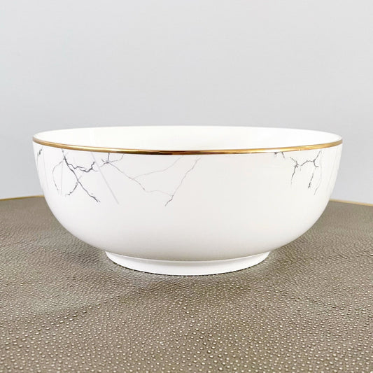 Marble and Gold Rim Serving Bowl