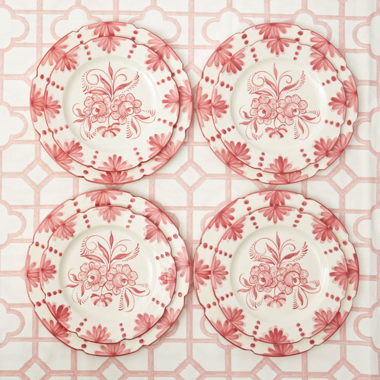 Seville Pink Gardênia Dinner & Starter Plates (Set of 8)