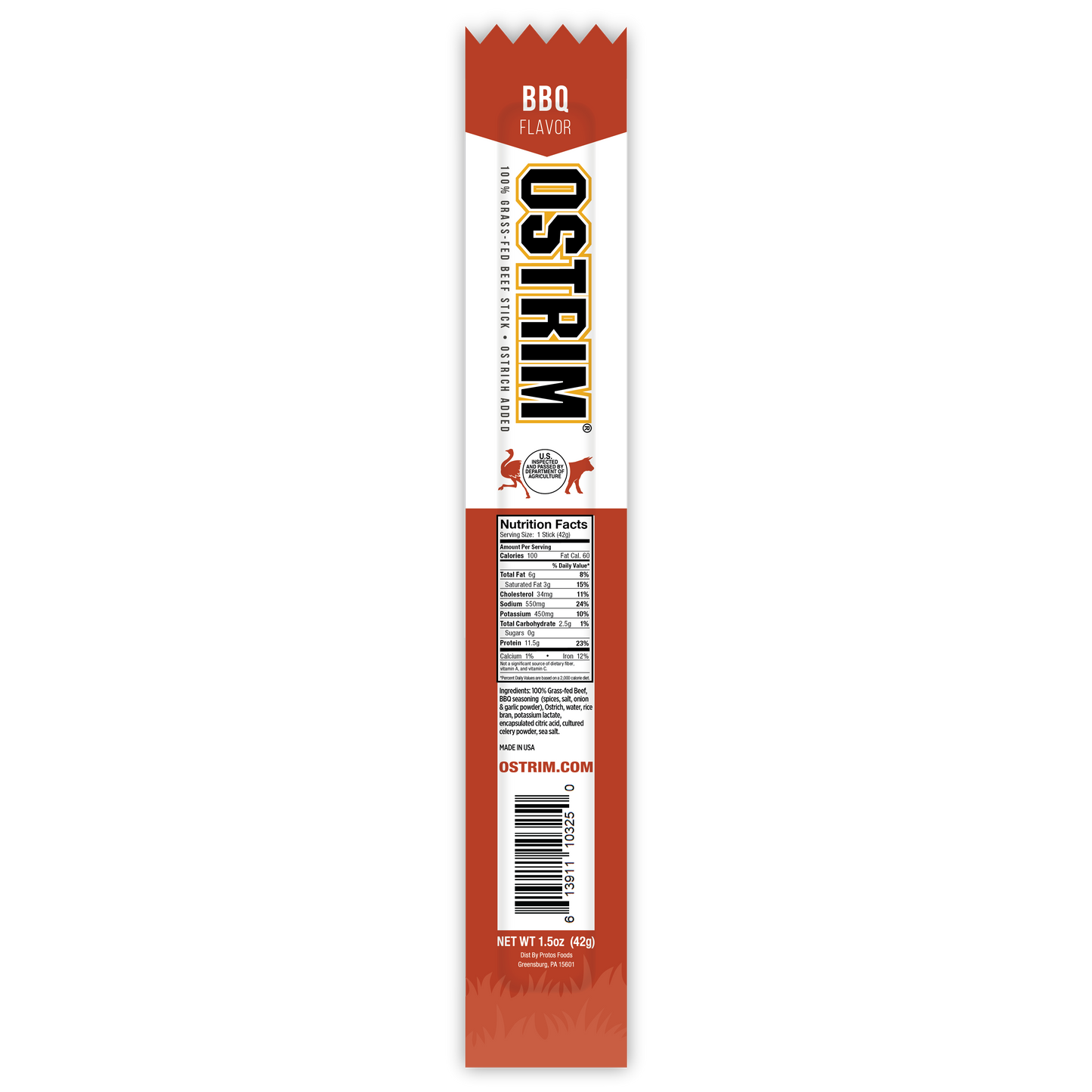 BBQ Grass-Fed Beef & Ostrich, 10 Sticks