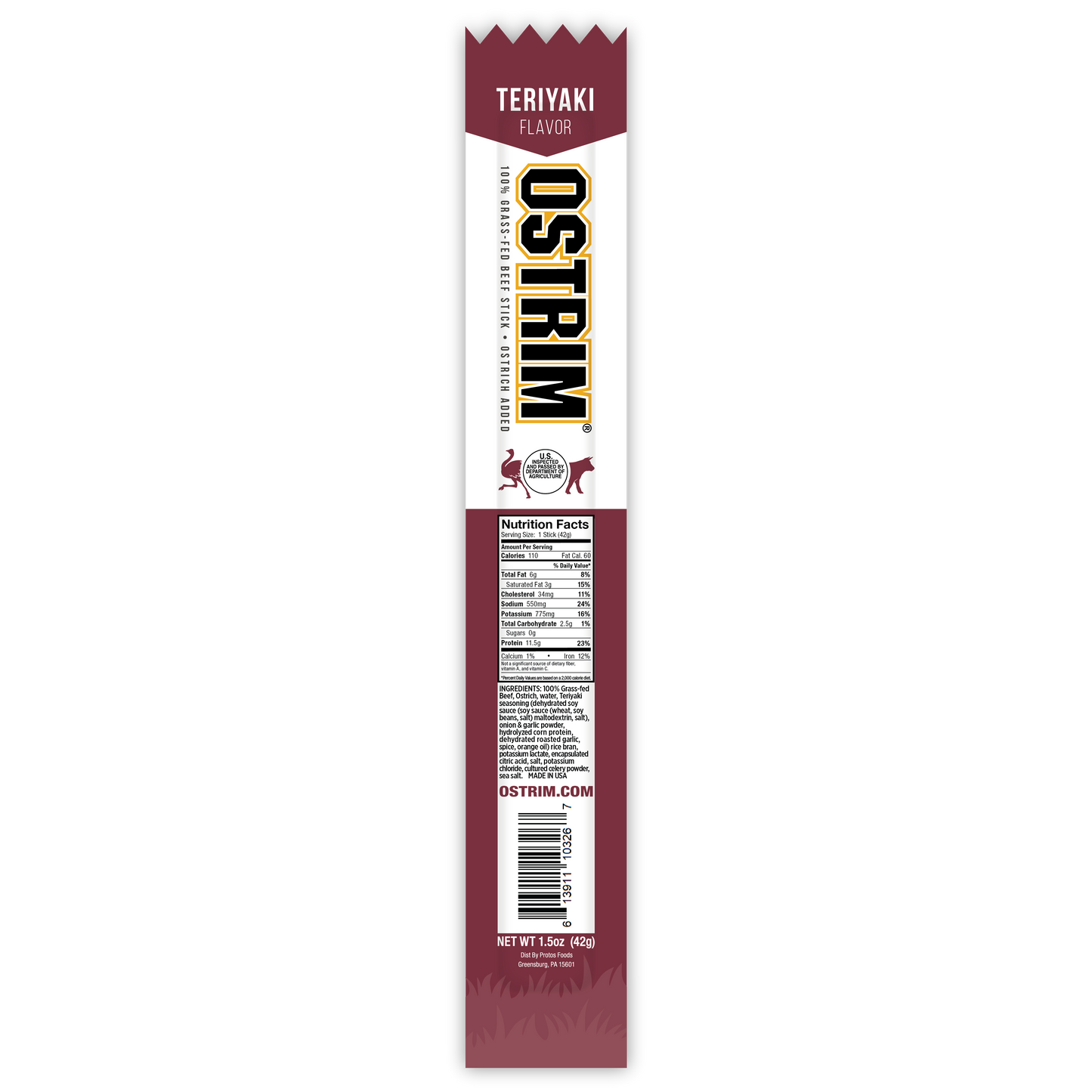 Teriyaki Grass-fed Beef & Ostrich, 10 Sticks