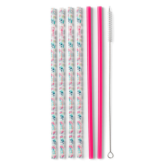 JUEGO DE PAJAS - FIESTA ANIMAL Y ROSA