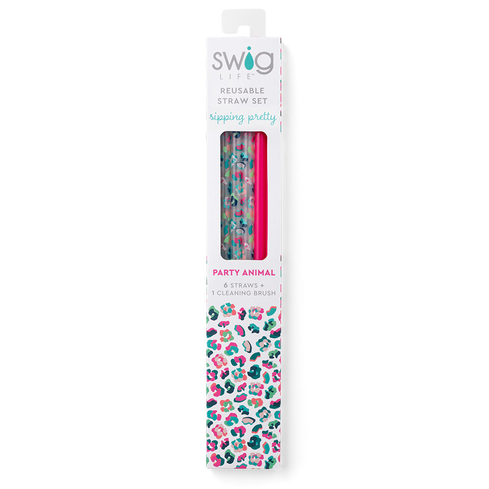 Set de pajitas reutilizables Party Animal + Hot Pink