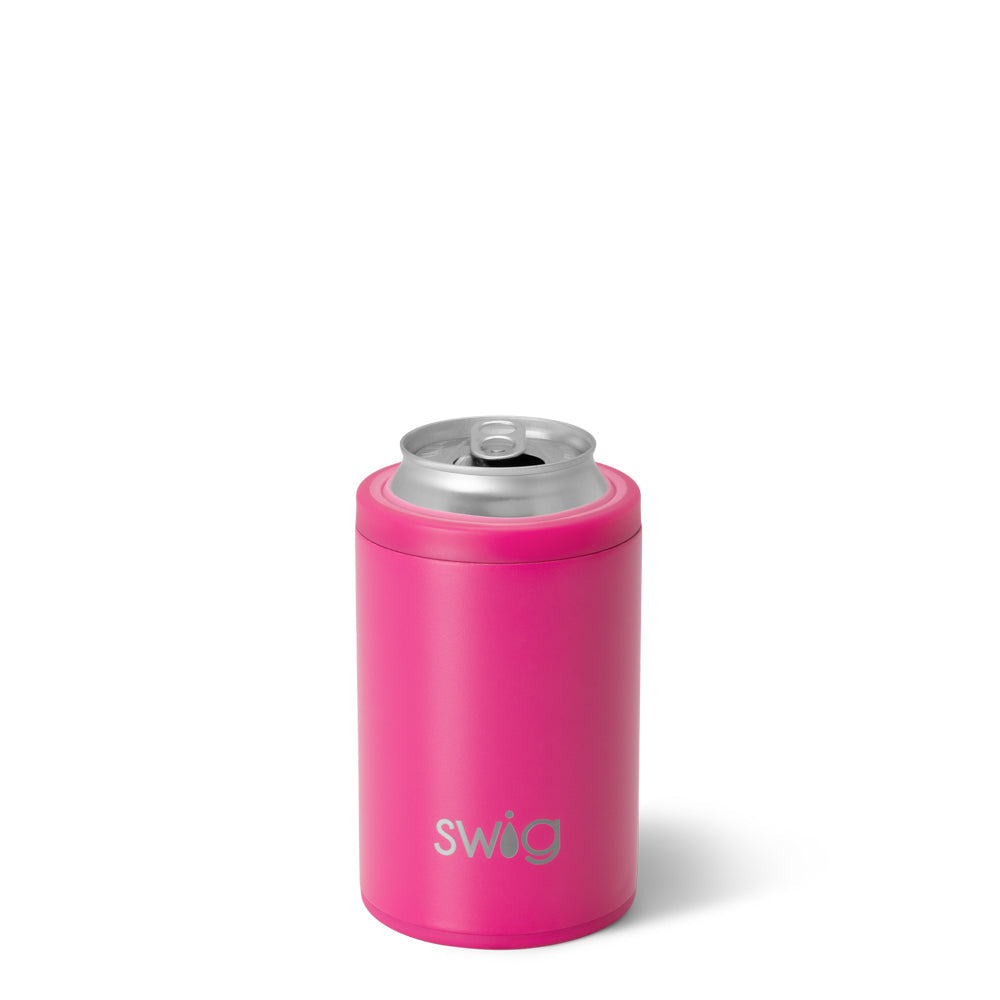Enfriador de latas y botellas de color rosa intenso (12 oz)