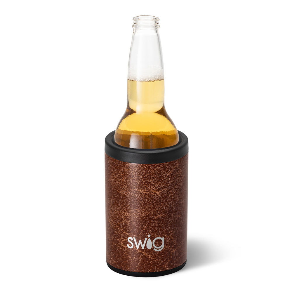 Enfriador de botellas y latas de cuero (12 oz)