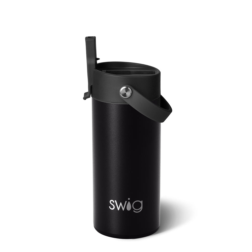 Vaso delgado Flip + Sip negro (12 oz)