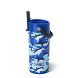 Vaso delgado con tapa abatible y sorbo Shark Fin (12 oz)