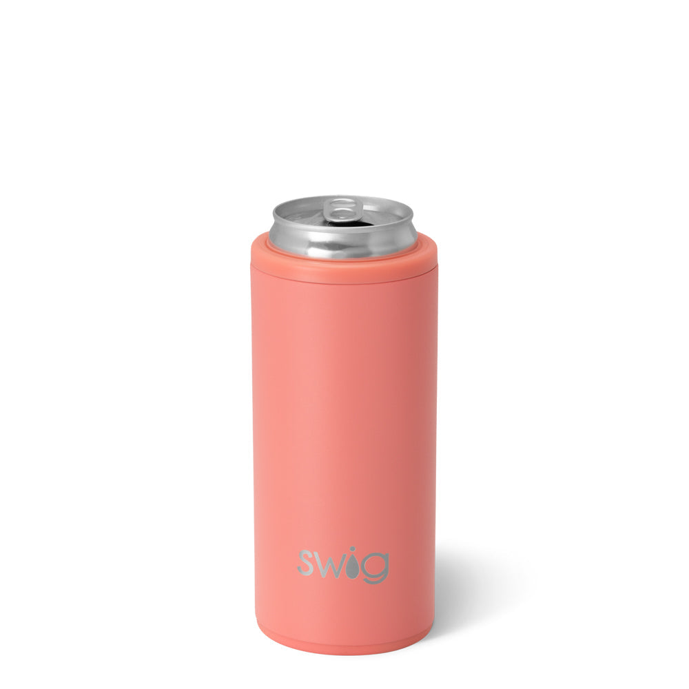 Enfriador de latas estrecho de coral (12 oz)