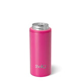 Enfriador de latas delgado de color rosa intenso (12 oz)
