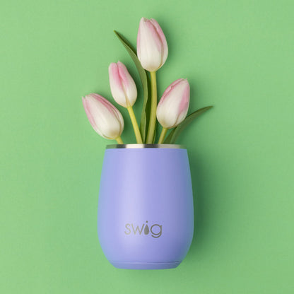 Copa de vino sin tallo con hortensias (14 oz)