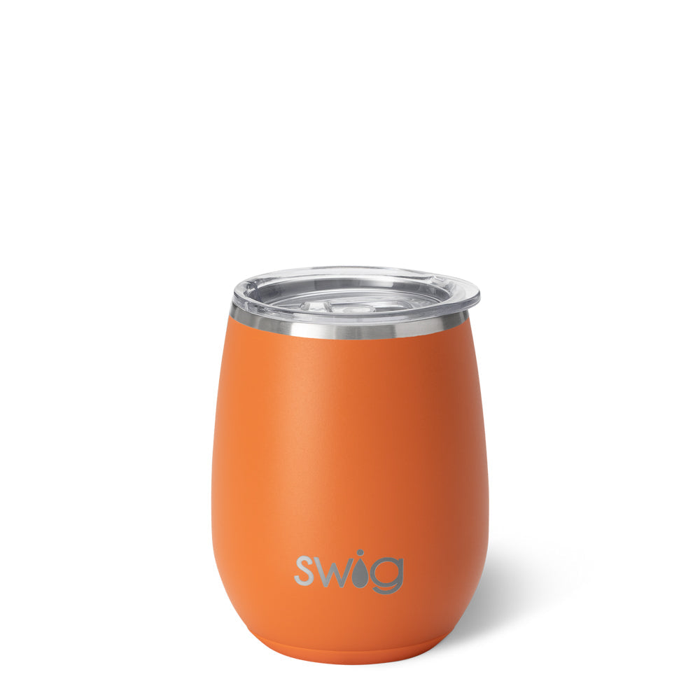 Copa de vino sin tallo de color naranja (14 oz)