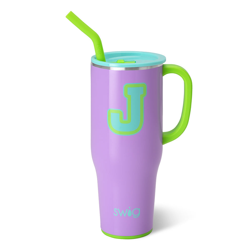 Taza gigante con inicial J ultravioleta (40 oz)