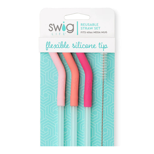 Juego de pajitas reutilizables en tonos rosa, coral y rosa intenso (tazas grandes)
