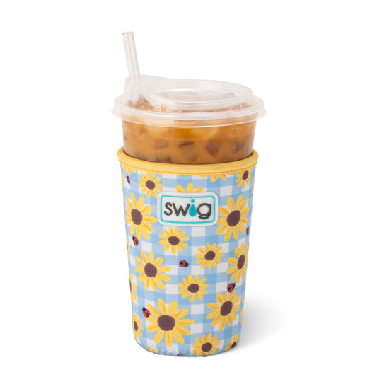 Cesta de picnic con vaso helado y enfriador