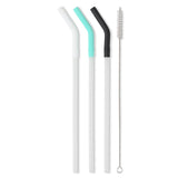 Juego de pajitas reutilizables en blanco, aguamarina y negro (tazas grandes)