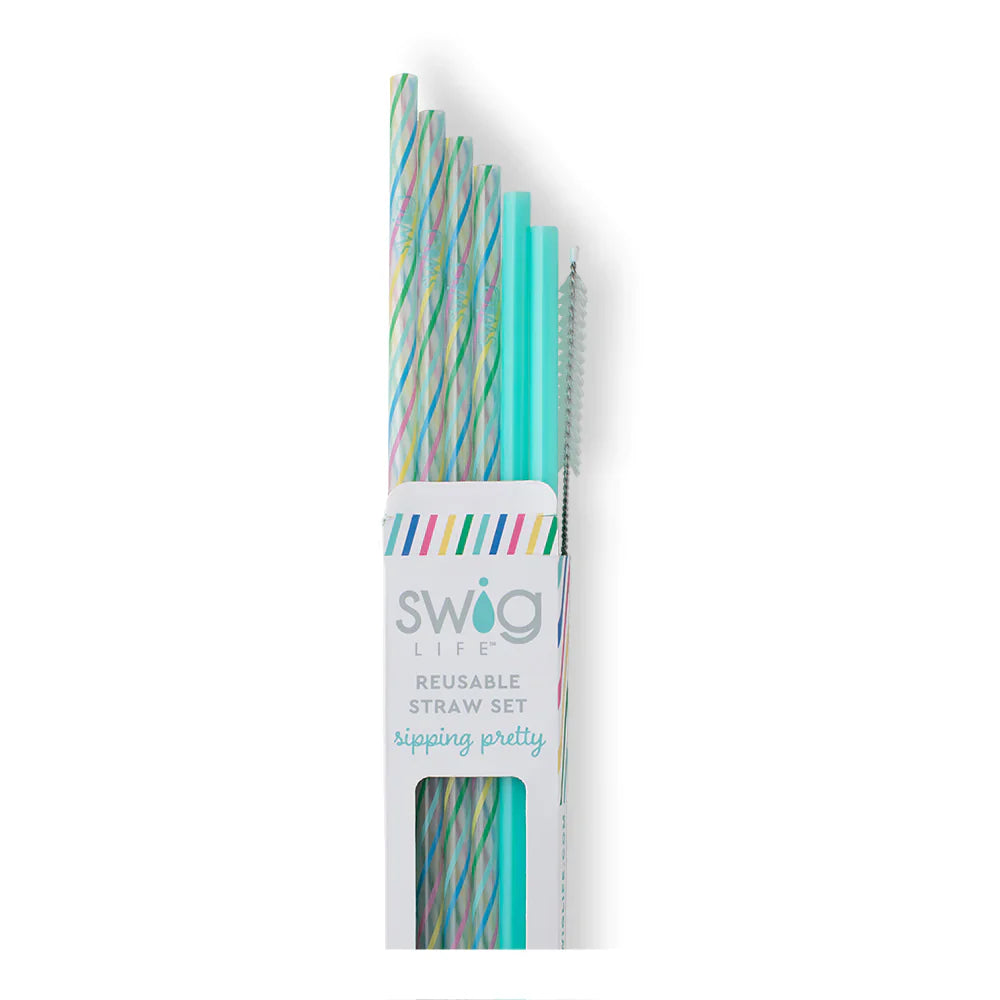 Juego de pajitas reutilizables Rainbow + Aqua