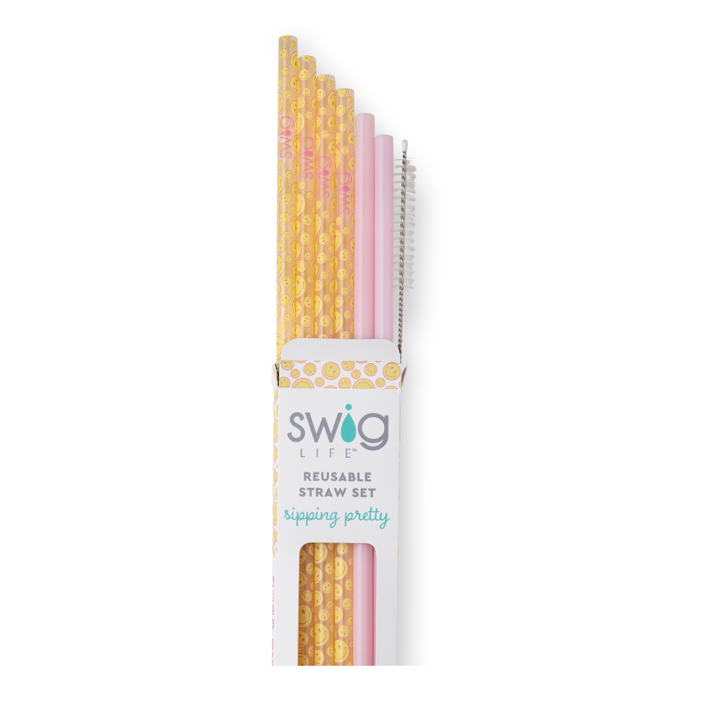 Oh Happy Day + Pink Reusable Straw Set