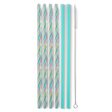 Juego de pajitas reutilizables Rainbow + Aqua