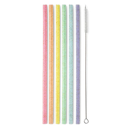 Rainbow Glitter Reusable Straw Set