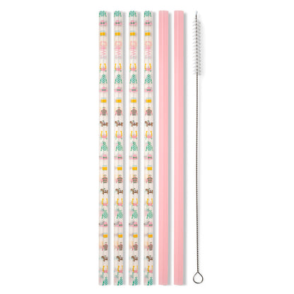 Juego de pajitas reutilizables Derby Day + Blush