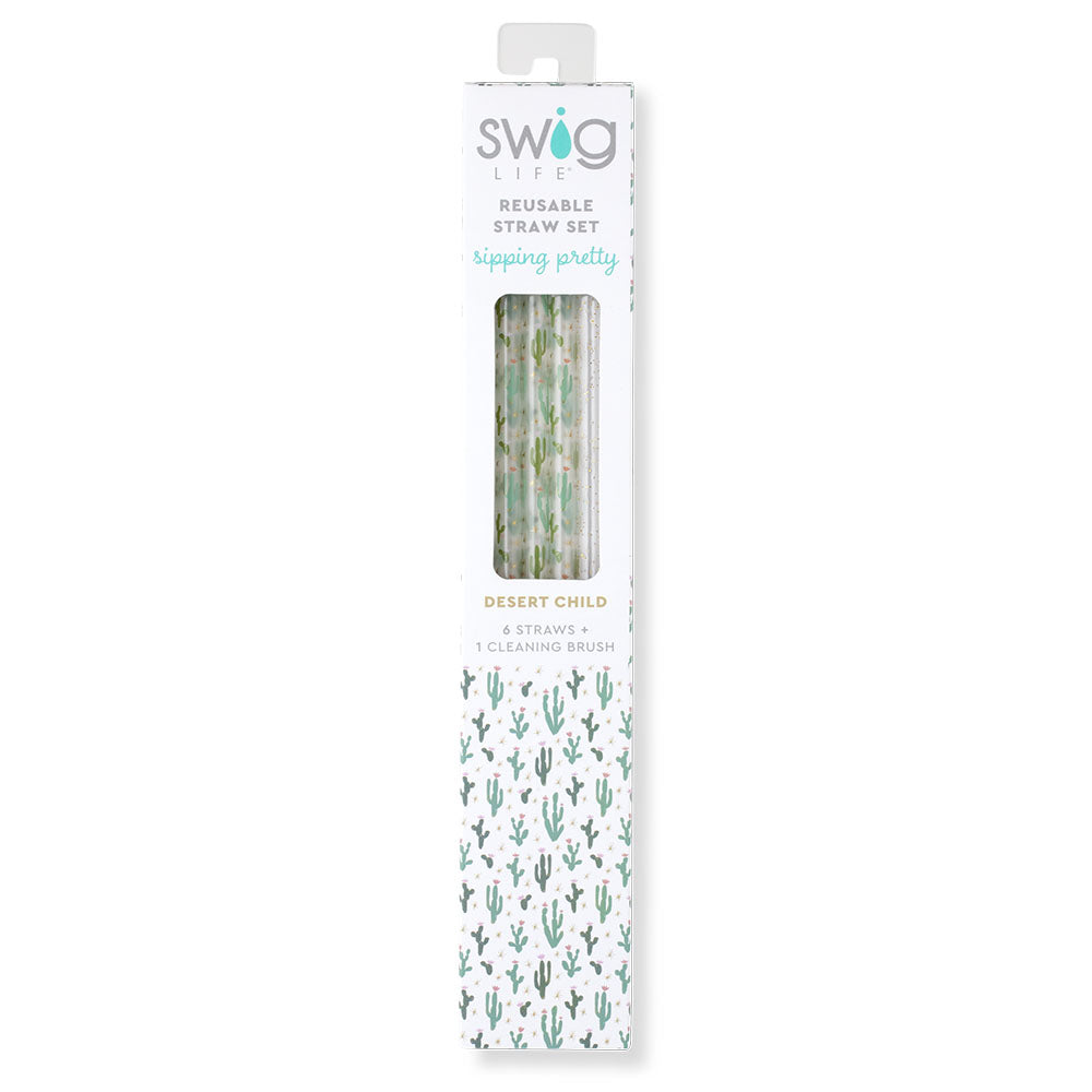 Desert Child + Gold Glitter Reusable Straw Set
