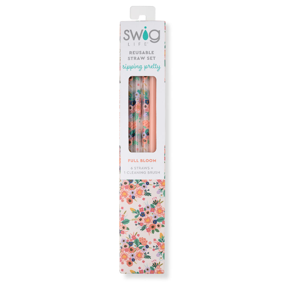 Full Bloom + Coral Reusable Straw Set