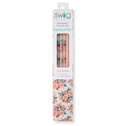 Full Bloom + Coral Reusable Straw Set