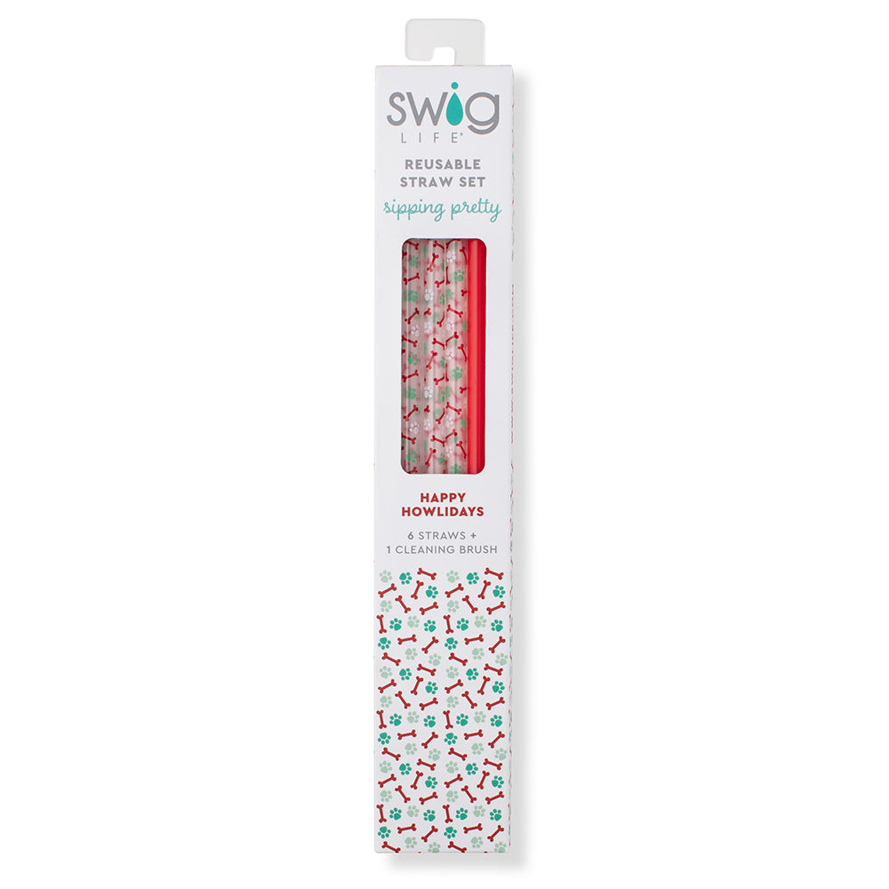 Happy Howlidays + Red Reusable Straw Set