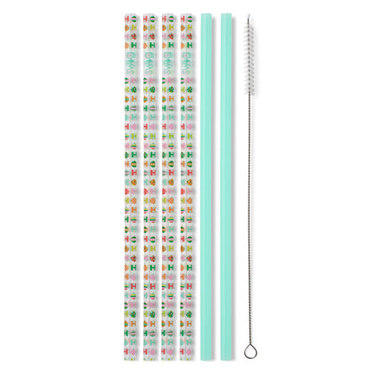 HoHoHo + Mint Reusable Straw Set