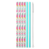 Island Bloom + Mint Reusable Straw Set