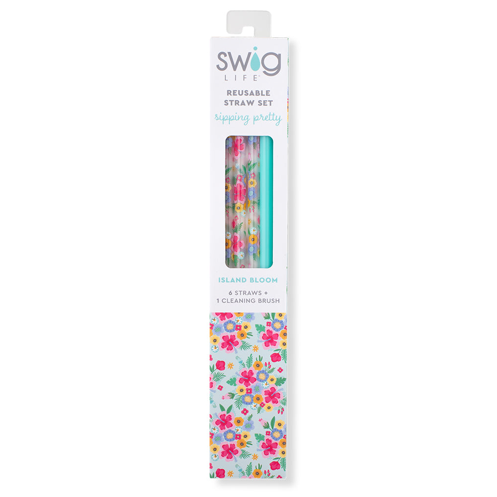 Island Bloom + Mint Reusable Straw Set