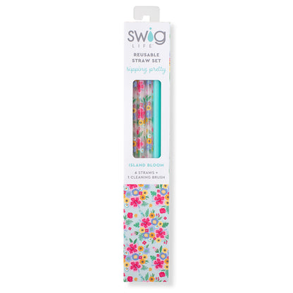 Juego de pajitas reutilizables Island Bloom + Mint