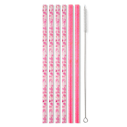 Let's Go Girls + Juego de pajitas reutilizables con purpurina rosa