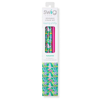 Paradise + Hot Pink Reusable Straw Set